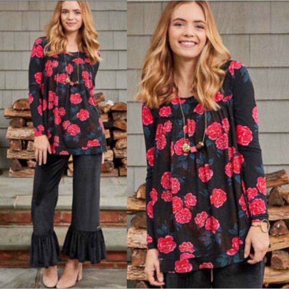 Matilda Jane Mesh Floral Winter Blooms Empire Waist Tunic Large